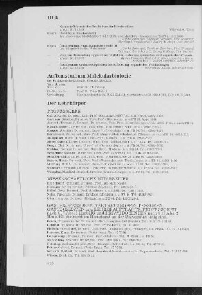 Aufbaustudium Molekularbiologie