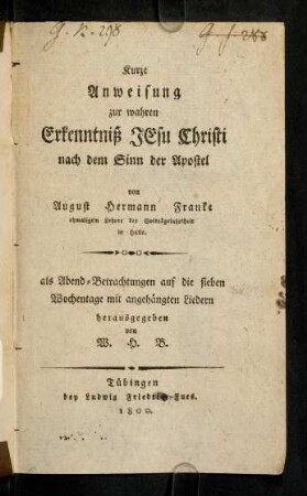 1-64, Kurze Anweisung zur wahren Erkenntniß Jesu Christi