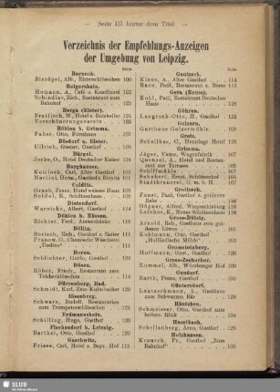 Verzeichnis der Empfehlungs-Anzeigen der Umgebung von Leipzig