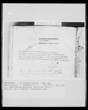 Paulusbriefe, fol. 223: Textschluß, darunter additiver Text