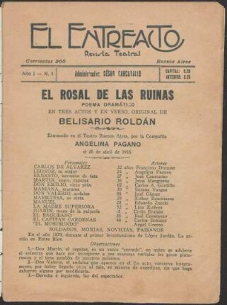 1922000101: El rosal de las ruinas : poema dramático