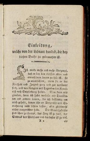 Einleitung, welche von der Lehrart handelt, die bey diesem Buche zu gebrauchen ist.