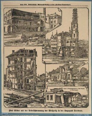Fünf Darstellungen vom Weißeritzhochwasser am 30./31.7.1897