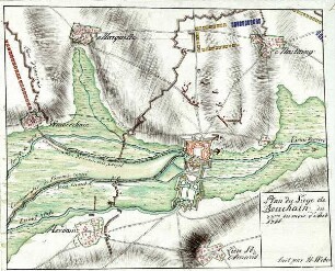 WHK 16 Spanischer Sukzessionskrieg 1701-1713 bis zum Frieden von Rastatt: Plan der Belagerung von Bouchain, 23. August 1711