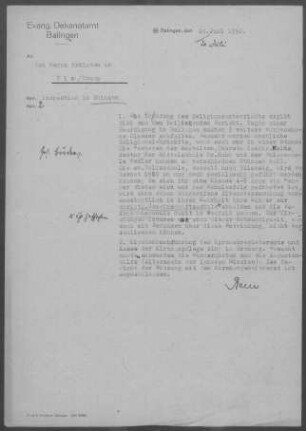 Ebingen: Inspektionsbericht 1950