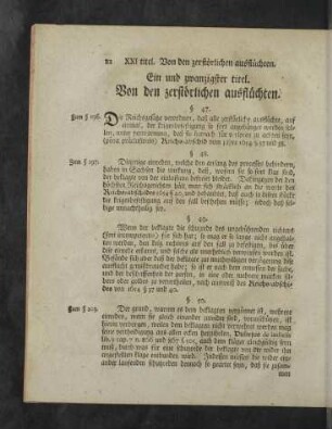 Ein und zwanzigster - Acht und zwanzigster Titel.