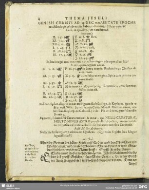 I. Thema Jesuli Genethliacum : Des lieben Jesuleins Geburts-Zeichen