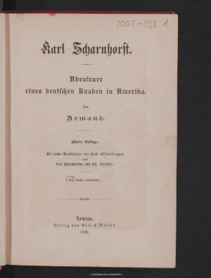 Karl Scharnhorst : Abenteuer eines deutschen Knaben in Amerika