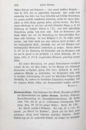 272-274 [Rezension] Grimme, Hubert, Psalmenprobleme