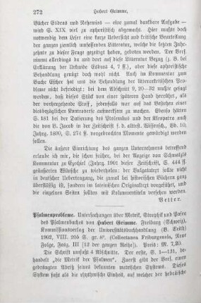 272-274 [Rezension] Grimme, Hubert, Psalmenprobleme