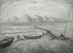 Italien, Strand mit Fischerbooten