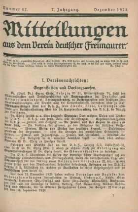 Nummer 47. 7. Jahrgang. Dezember 1928.
