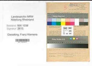 Entnazifizierung Franz Klemens Gieseking , geb. 08.08.1902 (Schriftleiter)