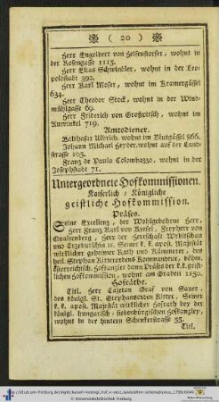 Untergeordnete Hofkommissionen.