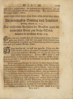 Am zwantzigsten Sonntag nach Trinitatis.