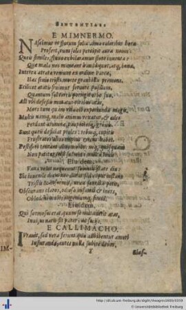 Callimachi Sententiæ.