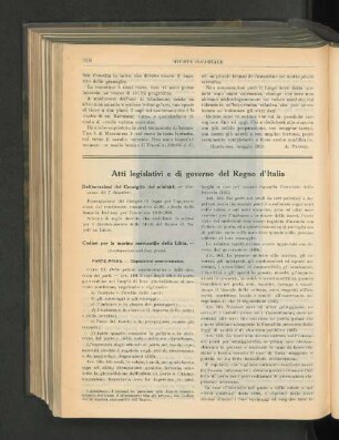 Atti legislativi e di governo del Regno d'Italia.