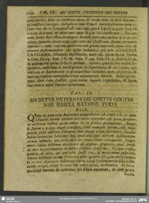 Cap. IX. An Detur Externus Dei Coetus Doctrinae Habita Ratione Purus