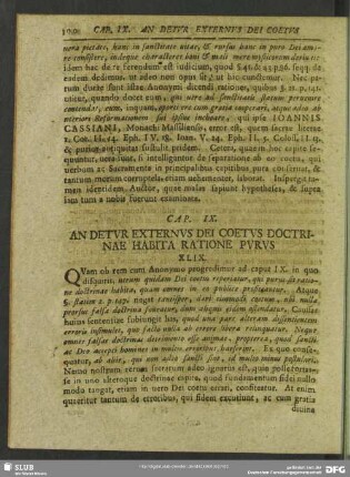 Cap. IX. An Detur Externus Dei Coetus Doctrinae Habita Ratione Purus