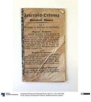 Feuerlöschordnung der Kreisstadt Plauen