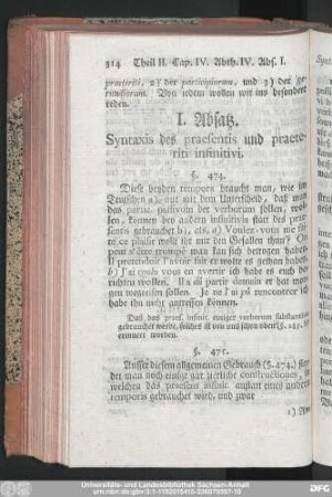 I. Absatz. Syntaxis des praesentis und praeteriti infinitivi.