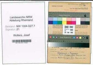 Entnazifizierung Josef Wolters , geb. 18.11.1896 (Kaufm.Angestellter)
