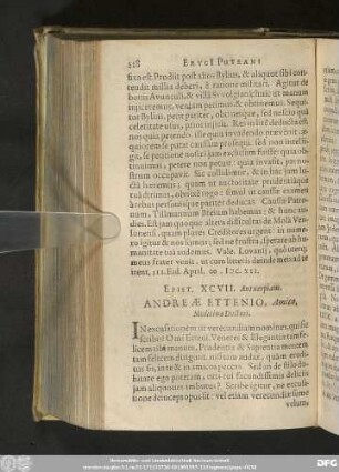 Epist. XCVII. Antverpiam. Andreae Ettenio, Amico, Medicinae Doctori.