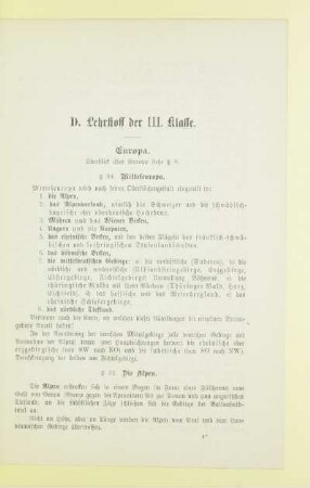 D. Lehrstoff der III. Klasse