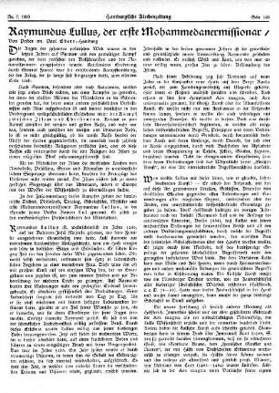 Raymundus Lullus, der erste Mohammedanermissionar