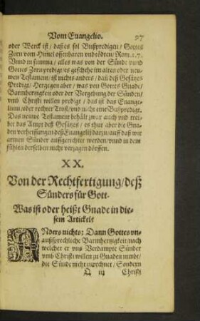 XX. Von der Rechtfertigung/ deß Sünders für Gott.
