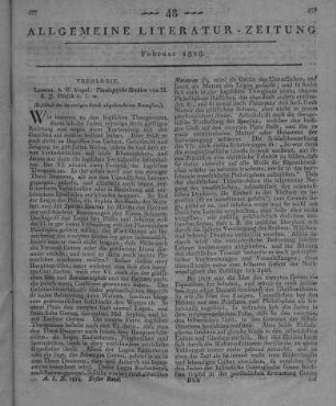 Nitzsch, K. I.: Theologische Studien. Leipzig: Vogel 1816 (Beschluss der im vorigen Stück abgebrochenen Recension.)