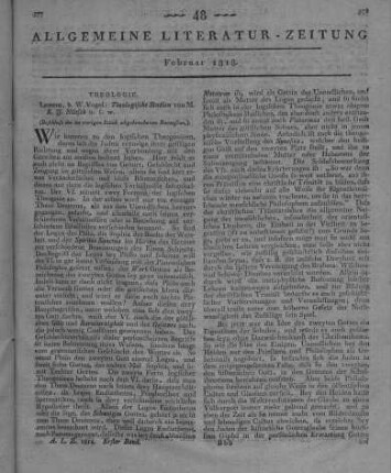 Nitzsch, K. I.: Theologische Studien. Leipzig: Vogel 1816 (Beschluss der im vorigen Stück abgebrochenen Recension.)