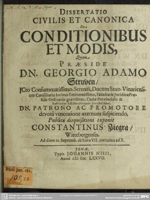 Dissertatio de conditionibus et modis