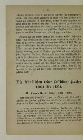 Die fränkischen (oder salischen) Kaiser (1024 bis 1125)