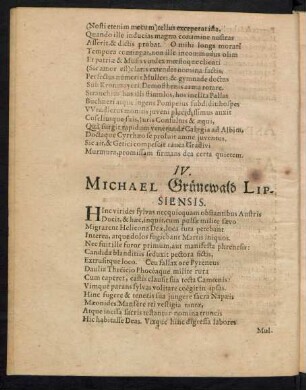IV. Michael Grünewald Lipsiensis.