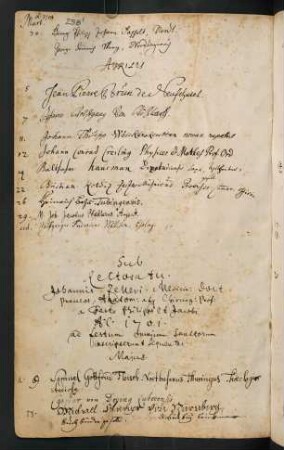Sommerhalbjahr 1701. Rektorat Johannes Zeller
