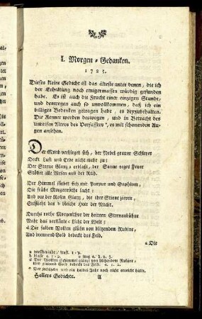I. Morgen - Gedanken. - V. Gedanken über Vernuft, Aberglauben und Unglauben.