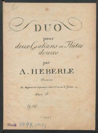 Duo pour deux Csakans ou Flûtes douces
