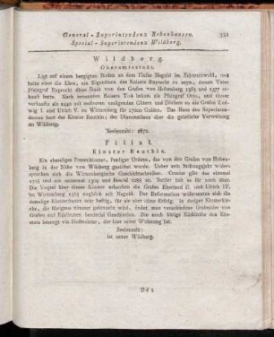 Special - Superintendenz Wildberg.