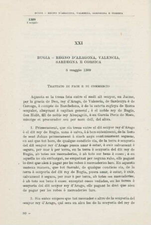 XXI Bugia - Regno d'Aragona, Valencia, Sardegna e Corsica 8 maggio 1309