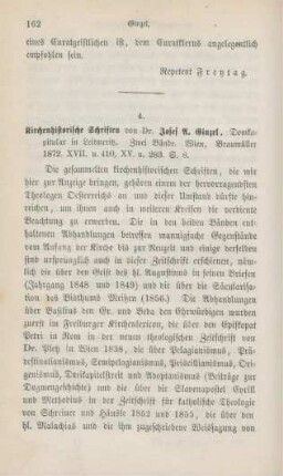162-168 [Rezension] Ginzel, Joseph Augustin, Kirchenhistorische Schriften
