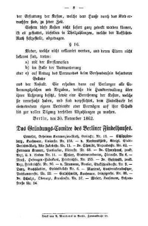 Das Gründungs-Comitee des Berliner Findelhauses