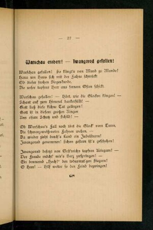 27, Warschau erobert! - Iwangorod gefallen!