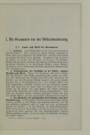 I. Die Germanen vor der Völkerwanderung