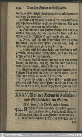 XXXV. Von der Gedult in Trübsalen, und Beständigkeit im Guten