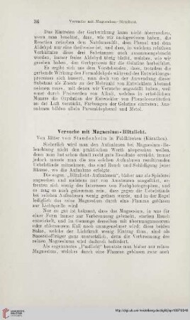 Versuche mit Magnesium-Blitzlicht