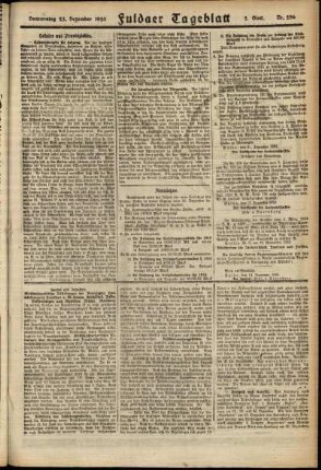 Zweite Ausgabe vom Donnerstag, den 23. Dezember 1920.