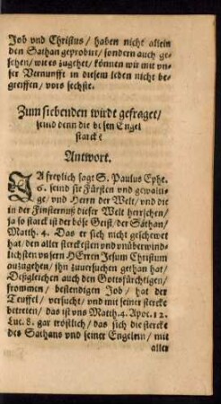 Zum siebenden wirdt gefraget/ seind denn die bösen Engel starck?