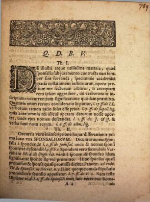 Diss. iur. de sponsalibus sub iuramento contractis non servandis