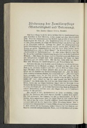 Förderung der Familienpflege (Werbetätigkeit und Betreuung).